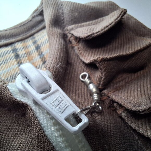 Small Fly Fishing Vest Bear Stuffed Animal Ornament Manly Rugged Zipper Pockets - Picture 5 of 7